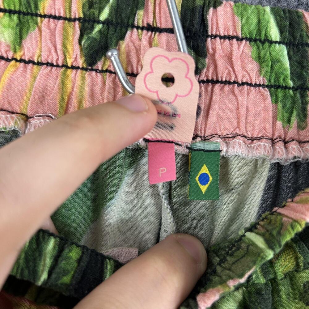 Farm Rio Pants Small Tropical Leaf Harem Relaxed Green Travel Boho Summer Resort - Picture 6 of 11